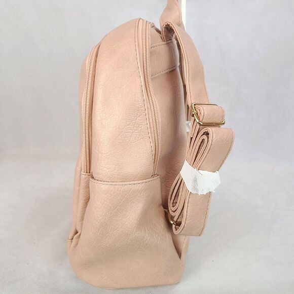 New DAISY FUENTES Blush Faux Lather Double Zip Around Backpack $98 - Picture 5 of 10